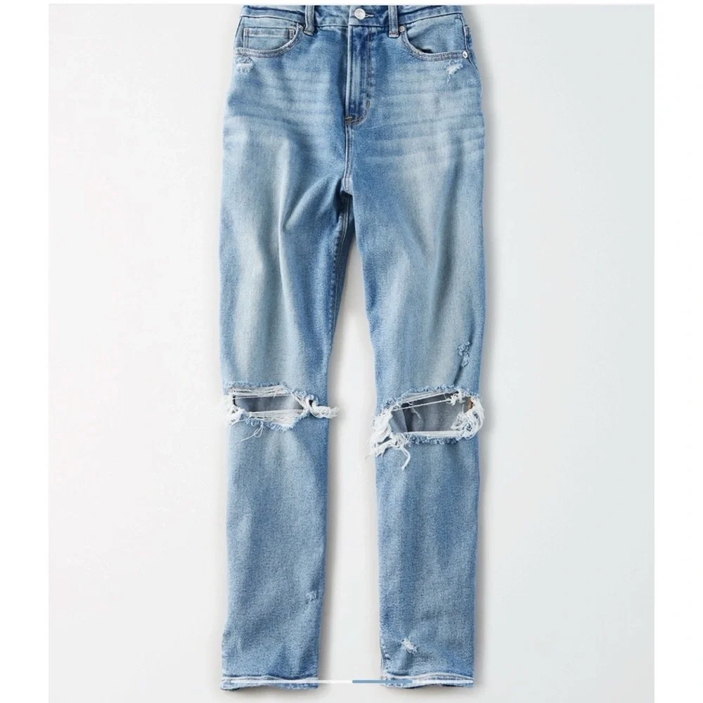 American Eagle | mom stretch ripped curvy jeans - Picture 3 of 6
